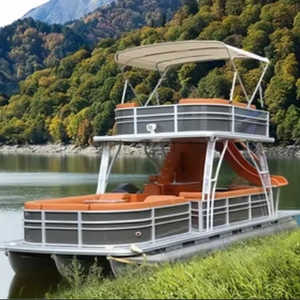 เรือแพสองชั้นพร้อมห้องน้ำส่วนตัว ตู้เย็น บันได ท่าจอดริมฝั่ง เรืออลูมิเนียม เรือลอยน้ำ - Product Image 4