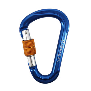 Mosquetón de Aluminio Azul con Forma de Pera y Rosca para Escalada en Roca, Montañismo y Equipo de Seguridad al Aire Libre - Product Image 1