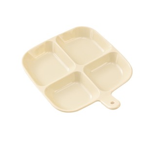 Assiette de service à quatre compartiments avec poignée, plat à condiments multifonctionnel pour accompagnements et collations, blanc crème transparent - Product Image 5
