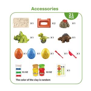 ชุดแป้งโดว์ของเล่นรูปไดโนเสาร์พร้อมไฟและเสียงดนตรีอุปกรณ์เสริม21ชิ้นสำหรับเด็ก2025 - Product Image 3