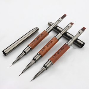 Ensemble de pinceaux pour nail art en bois de jade avec couvercle, double tête conique, pour gel UV, peinture et dégradé, dédié aux salons de manucure - Product Image 2