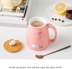OFERTA 2026 Taza Rosa de 450 ml con Diseño de Dibujos Animados, para Hogar, Oficina, Niños, Madres, Regalos de Cumpleaños, Navidad, Tazas de Café con Gatos Adorables, Tazas de Cerámica para Té, Taza para Leche - Product Image 5