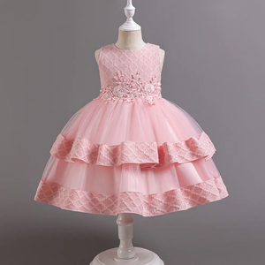 Vestido de Princesa para Niñas, Nuevo Conjunto Elegante de Encaje Estilo <span class=keywords><strong>Lolita</strong></span>, Vestido de Fiesta de Cumpleaños hasta la Rodilla, Tendencia de Moda - Product Image 4
