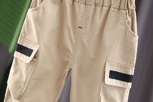 Offre Spéciale enfants vêtements noir et <span class=keywords><strong>blanc</strong></span> couleur lin garçons adolescent travail <span class=keywords><strong>pantalon</strong></span> pour enfants avec poches - Product Image 5