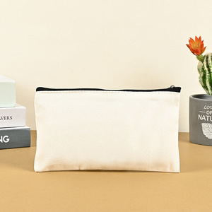 Estuche de lona Xunyi, bolsa con cremallera de algodón en blanco para estudiantes, almacenamiento de cosméticos, personalizable - Product Image 1