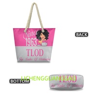 Sac fourre-tout en toile de chanvre TLOD Sorority de haute qualité, personnalisé, pour femmes de distinction, réutilisable, pour le shopping ou le week-end