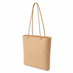 Eco-friendly Durable <b>Straw</b> Woven Tote <b>Bag</b> Solid Color Bohemian Style Open Top Summer Beach Women's Handbag - Product Image 6