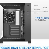MUSETEX Pre-Installed 3 X 120mm Fans 360MM RAD Support 270 Full View Tempered Glass Black Y6 Type-C Mid Tower ATX Computer