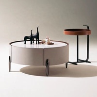Table basse italienne à panneau rock simple Table à thé ronde combinaison maison salon lumière luxe moderne meubles simples