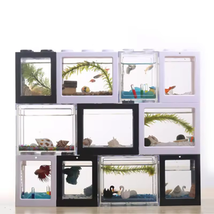 Bureau Petit Écologique Créatif DIY Bureau En Plastique Petit Fish Tank Table Basse Mini Betta Fish Tank Aquarium - Product Image 1