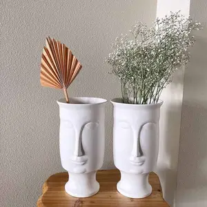 Insan yüzü desen dekorasyon beyaz yeni dekoratif çiçek vazolar ev dekor için