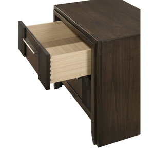 Contemporary <b>2</b>-<b>Drawer</b> Nightstand Rich Wood Finish Polished Hardware Wooden Furniture Brown - Product Image 2