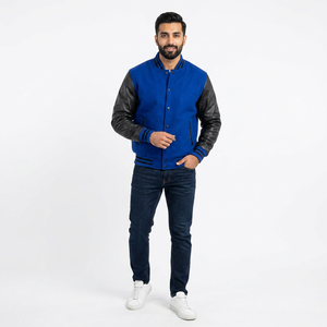 Veste de baseball unisexe en coton mélangé, style Letterman, col montant, respirante, pour garçons et enfants, hiver - Product Image 1