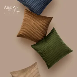 AIBUZHIJIA – housse de coussin en velours doux, couleur unie, broderie, housse de coussin carrée, taie d'oreiller pour canapé, canapé, chambre à coucher, 2022