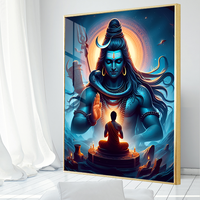 Seigneur Shiva méditant au clair de lune impression sur toile Art hindou sacré pour la méditation et la paix cadeau de décoration spirituelle pour la maison