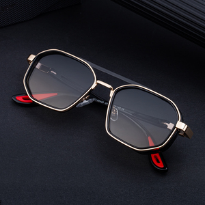 Gafas de Sol Partagas al por Mayor, Estilo Punk, Diseño Personalizado con Logotipo, Montura Rectangular de <span class=keywords><strong>Doble</strong></span> Puente, Bisagras con Resorte, Protección UV400 para Hombre - Product Image 4