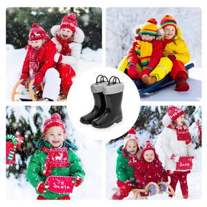 Bottes de pluie en PVC pour enfants YL-25256, personnalisées, noires, tendance, mi-mollet, résistantes à l'eau - Product Image 5
