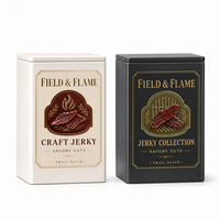 Boîte en métal carrée personnalisée pour viande séchée avec couvercle amovible, emballage cadeau pour bœuf séché, conteneur métallique pour snacks à viande avec logo personnalisé