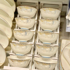 Modern Luxury Elegant Bone Porcelain <b>Dinnerware</b> <b>Sets</b> Plant Pattern <b>for</b> Home Restaurant Wedding Banquet Use Customized Packaging - Product Image 1