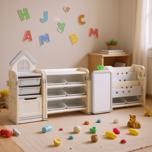 Kids Toy Storage Organizer 4 Tier Plastic Movable <b>Bins</b> <b>Large</b> Square Type for Playroom Study Room - Product Image 2