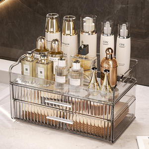 Caja de almacenamiento de cosméticos transparente con cajones, organizador de escritorio de gran capacidad para productos de maquillaje, cuidado de la piel y mascarillas faciales - Product Image 1