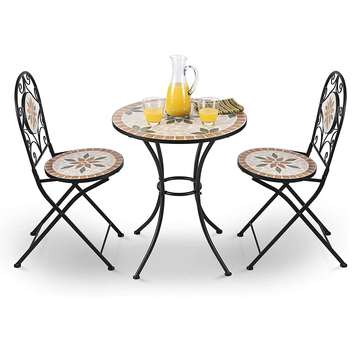 Antico Anti-ruggine Patio Mobili Mosaico 3 Pezzi Bistro Set All'aperto Set Conversazione per Patio Yard Garden