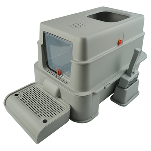 Fábrica al por mayor diseño mínimo caja de arena para gatos de acero inoxidable entrada lateral semicerrada plástico Pee Shield gato portátil - Product Image 1