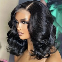 Perruques Courtes Bob Pas Chères en Cheveux Humains Ondulés, Vente en Gros, Perruques Frontales HD Sans Colle en Cheveux Humains, Perruques Lace Front pour Femmes Noires