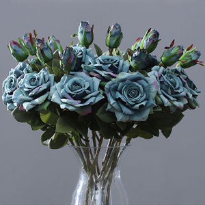 Rosas Artificiales de Dos Cabezas Simuladas, Flores de Seda y Plástico de Alta Simulación para Decoración de Bodas y Hogar - Product Image 1