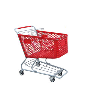 नया डिजाइन शुद्ध प्लास्टिक हैंड पुश शॉपिंग ट्रॉली सुपरमार्केट प्लास्टिक शॉपिंग कार्ट - Product Image 6