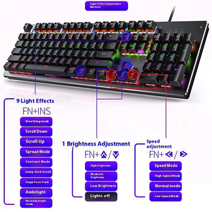 <span class=keywords><strong>Clavier</strong></span> mécanique de jeu USB rétroéclairé RVB filaire à 104 touches Design ergonomique pour ordinateur et ordinateur portable E-sports Gamers - Product Image 5