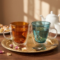 Mug à café isotherme à double paroi en verre, grande capacité, 14 oz, résistant à la chaleur, passe au lave-vaisselle