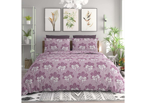 Hand Block Printed Cotton Bedsheet <b>Floral</b> Queen Size Bedding Handmade Indian <b>Bed</b> Cover Soft Pink Botanical Bedsheet - Product Image 1