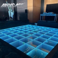 50x50cm Étanche Portable Banquet Hall Plancher Sans Fil 3d Infinity Miroir Led Piste De Danse Magnétique Led Piste De Danse pour L'événement