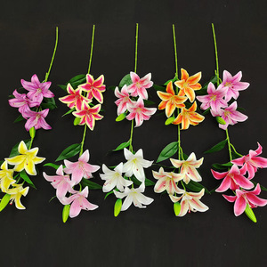 3D feel Film 3 testa di simulazione singolo giglio della valle all'ingrosso matrimonio casa artificiale <span class=keywords><strong>fiore</strong></span> di ninfea - Product Image 3