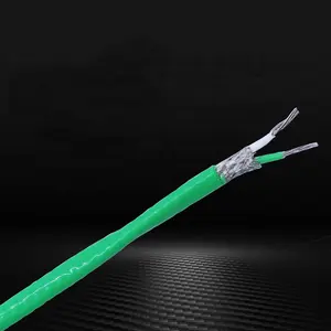 Green white color screened FEP insulated Flat pair Type K thermocouple extension wire compensation cable