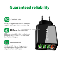 Chargeur mural multi-ports QC3.0 à charge rapide avec 4 ports USB et prises EU/US/UK pour appareils photo et écouteurs 14/13/12, ignifuge