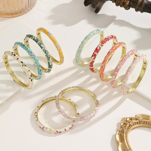 Bracelet ouvert en émail fin style ethnique rétro Cloisonné Ancien Pékin, Bijou Cheongsam tendance, <span class=keywords><strong>Bracelets</strong></span> à la mode - Product Image 1