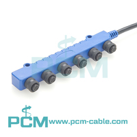 Cable Conector en T NMEA 2000 N2k de 6 Puertos, Cable Adaptador Divisor en T Multipuerto Micro-C M12 de 6 Vías para Caja de Conexiones de Sensores CANbus