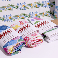 Serviettes de table en coton 100% imprimées numériquement personnalisées Hoshom, set de table en coton et lin, torchon de cuisine en toile de jute, serviette à thé
