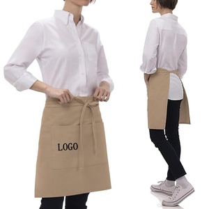 Grembiule da <span class=keywords><strong>Chef</strong></span> Unisex in Cotone con Logo Personalizzato, Grembiule Lungo da Cameriere con 2 Tasche - Product Image 2