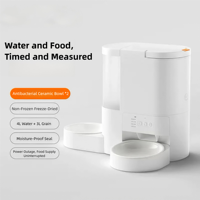 Distributeur automatique d'eau et de nourriture 2-en-1 portable pour chiens/chats, commande à distance par application intelligente WiFi, bols en plastique antibactériens