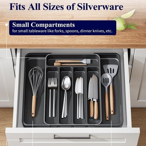 Expandable <b>Kitchen</b> Drawer Cutlery Organizer <b>Storage</b> <b>Box</b> Rectangular PP Plastic Expandable Divider For Silverware Organization - Product Image 2