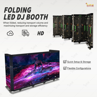 Cabine TV portable personnalisée, mur vidéo, façade incurvée, pupitre de bureau, support, console DJ pliable à six pans, écran d'affichage LED