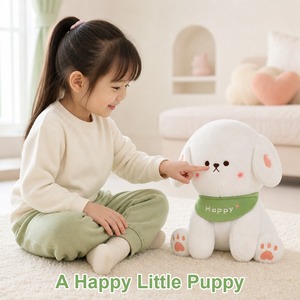 Peluche di Cucciolo Bianco con Bandana Verde e Orecchie Lunghe e Morbide, Cane di Peluche per Decorazione Camera delle <span class=keywords><strong>Ragazze</strong></span> e Regali Accoglienti - Product Image 1