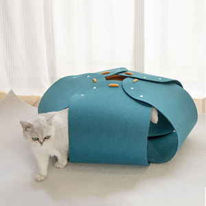 Luxe Grote Kat <span class=keywords><strong>Tunnel</strong></span> Bed Voor Indoor Kitten Interactief Spelen Warm Vilt Kat Nest Schuilplaats Gezellig Kat Grot Bed - Product Image 1