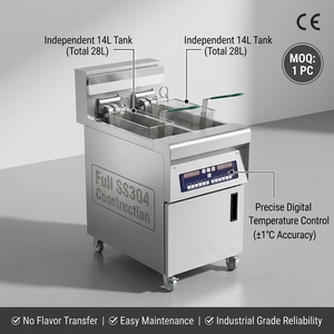<span class=keywords><strong>Friteuse</strong></span> électrique professionnelle SURRI en acier inoxydable 304 avec filtration d'huile intégrée, 28L, 18KW, garantie 1 an, vente en gros, logo personnalisé - Product Image 2