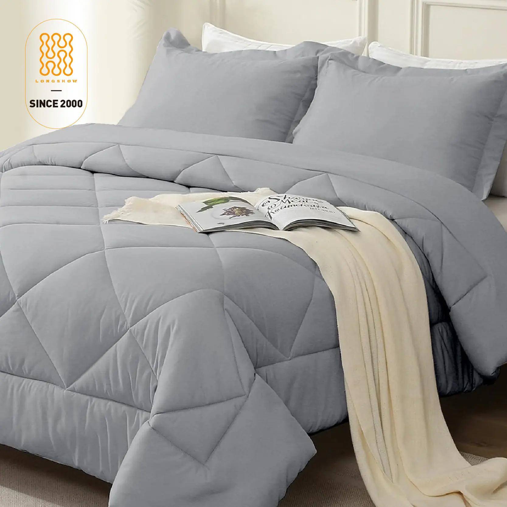 Wholesale Light weight 3 Pieces Bed Set with 1 Comforter and 2 Pillow Shams Bedding Set for All Seasons