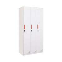 Casier en acier à trois portes à bord fin, couleur optionnelle, armoire de rangement pour personnel en acier, casier à vêtements pour salle de sport, école, bureau avec serrure à clé