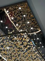 Lustre en cristal LED d'intérieur moderne et personnalisé-Base en métal avec pierres précieuses jaunes pour la décoration de la maison, du hall de l'hôtel et de la villa